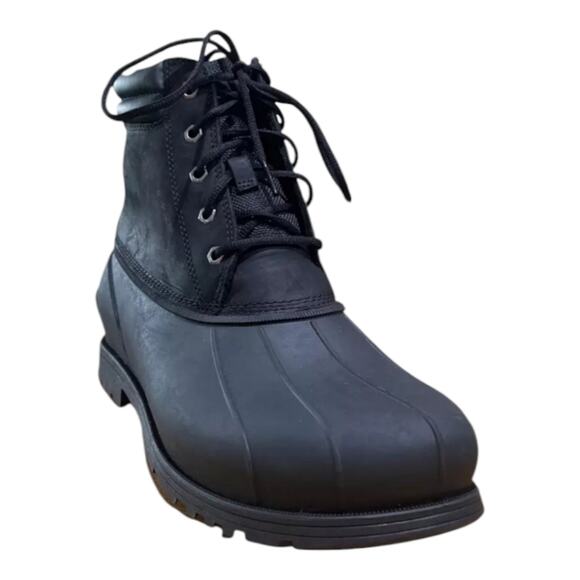 UGG Gatson Mid Shoes Mens Size 10 Black Leather Rubber Lace Up Mid Rain Boots - Picture 5 of 15